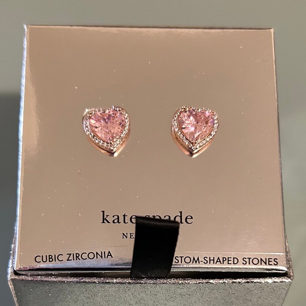 Kate Spade My Love Pink/Rose Cubic Zirconia Stud Earrings NWT